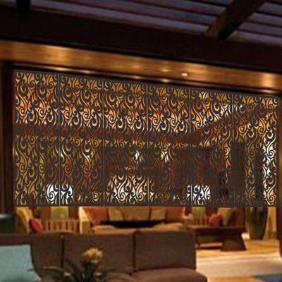 6 ft. H x 4 ft. W Laser Cut Metal Privacy Screen Fence, Decorative Outdoor Divider by e-Joy