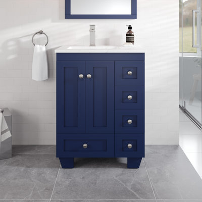 Yena 24 In. Single Sink Bath Vanity With Carrara Quartz Top And Undermount Porcelain Sink