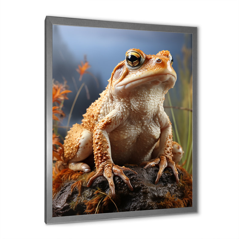 Portrait de grenouille classique sur toile, H 32 po x l 24 po x P 1 po, Cadre simple argenté
