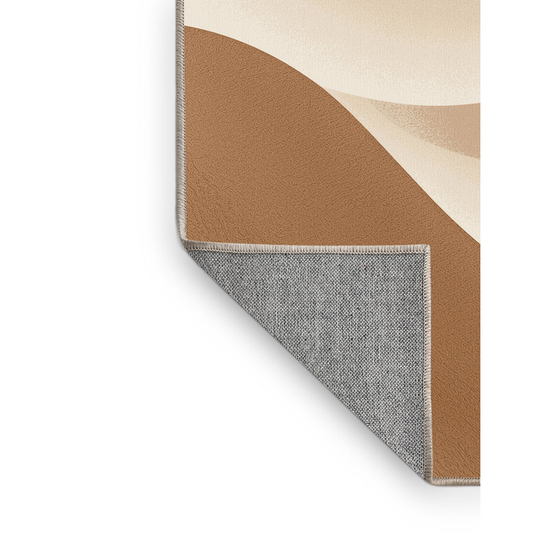 Tapis beige lavable à la machine de couleur unie minimaliste Ottavio, Rond 5 pi