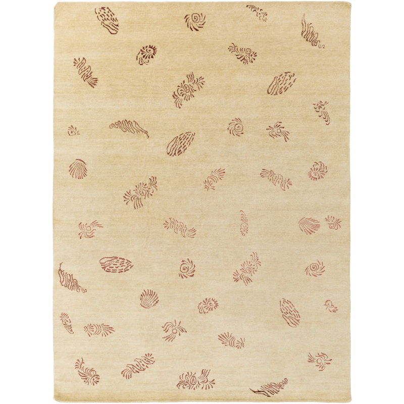 Sonora Wool Area Rug in Beige, Rectangle 5' x 8'