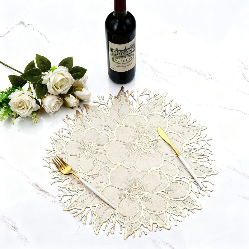 Napperons ronds en vinyle, lavables, pour anniversaire, mariage ou fête d'anniversaire, ensemble de 6, (fleur)