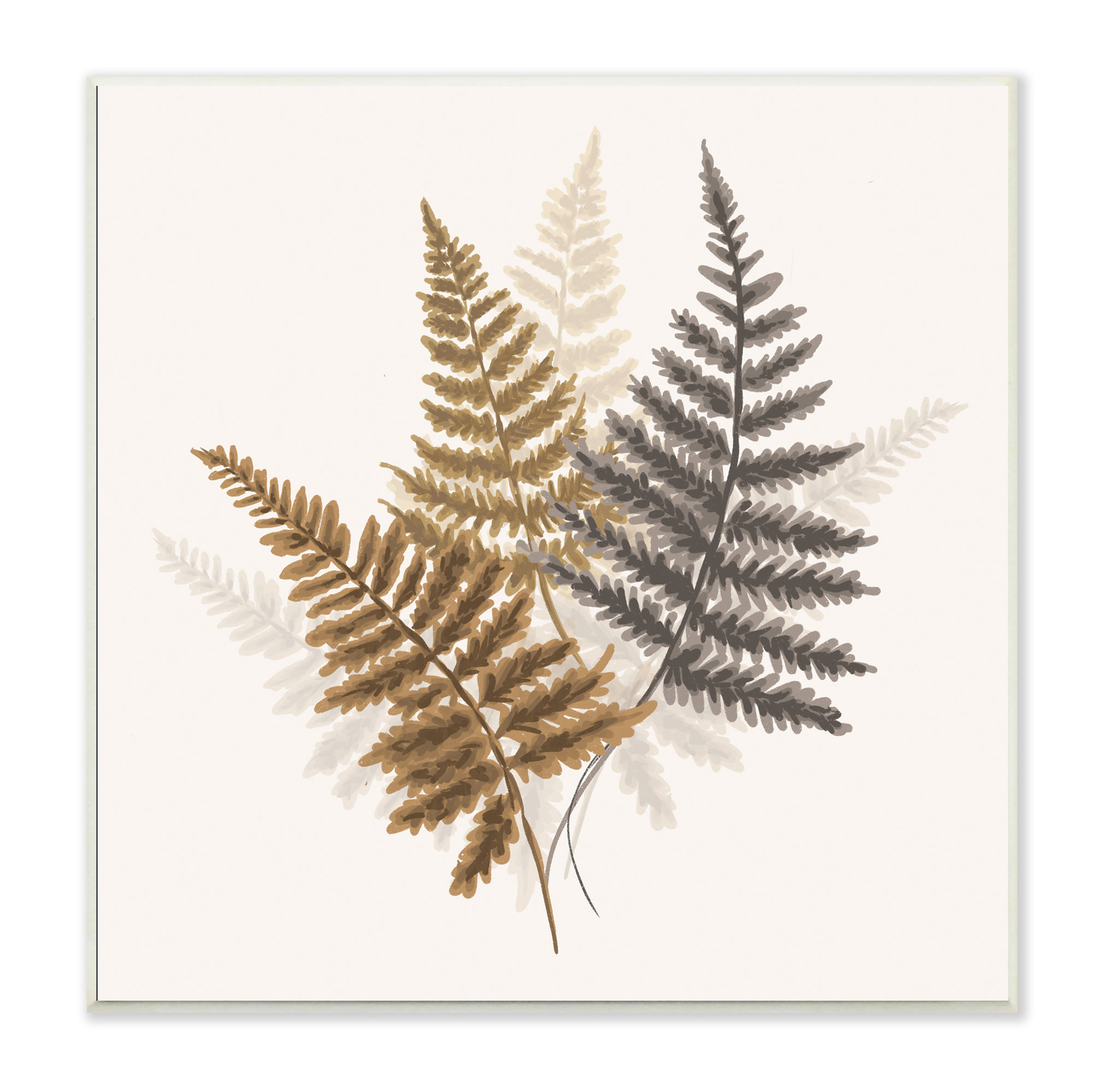 Stupell Industries Layered Ferns Botanical Leaves Neutral Boho Tones ...
