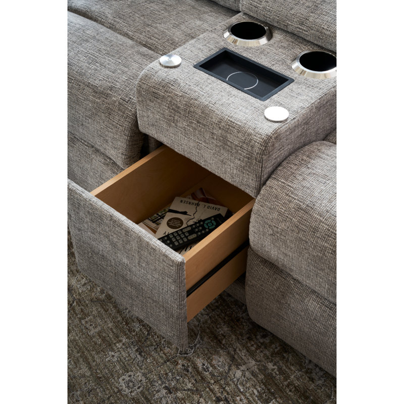 Apollo Power Leather Match Reclining Loveseat with Console and Power Headrest & Lumbar