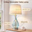 Lampes de table en verre de style côtier, 66 cm (26 po), lampes de chevet avec chargement USB et abat-jour en lin (paquet de 2)