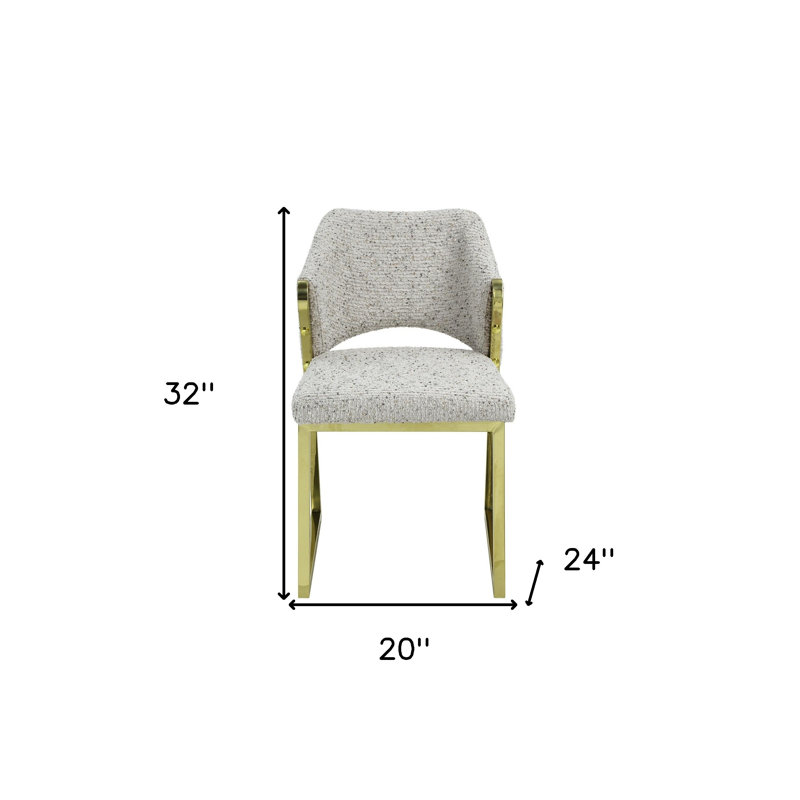 Chaise d'appoint rembourrée beige et dorée