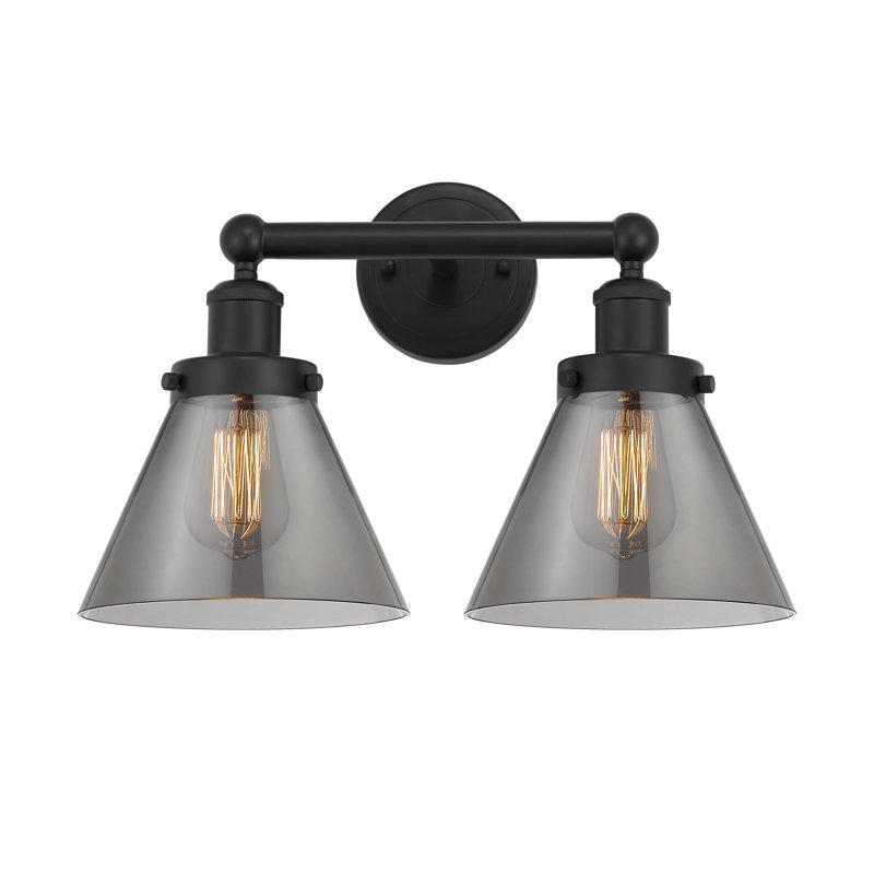 Éclairage pour meuble-lavabo à 2 lumières Artella, Noir mat, Plaqué couleur fumée