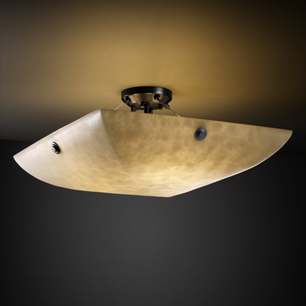 Plafonnier semi-encastré 3 lumières 21 po Arkham, Nickel brossé