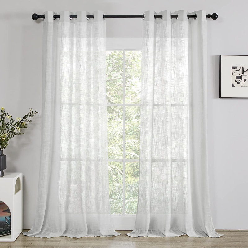 Sheer Curtain Pair, 52" W x 63" L, Light Gray