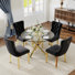Ensemble de salle à manger à piédestal rond 5 pièces avec chaise capitonnée en velours pour salle à manger et salon