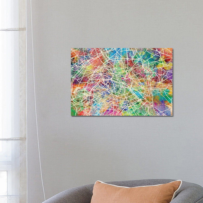 Paris, France Street Map by Michael Tompsett - Wrapped Canvas Gallery-Wrapped Canvas Giclée
