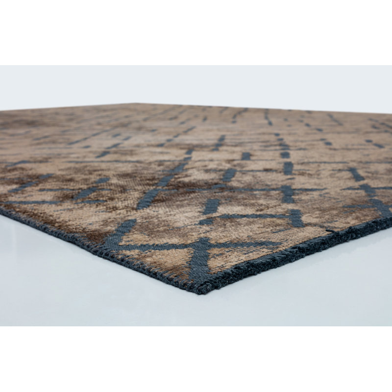 Rapture Flatweave Cotton Brown/Navy Area Rug, Rectangle 7'10" x 9'10"