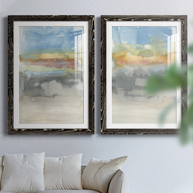 High Desert Sunset I - ensemble de 2 peintures, Papier encadré noir, H 37,5 po x l 55 po x P 1,5 po