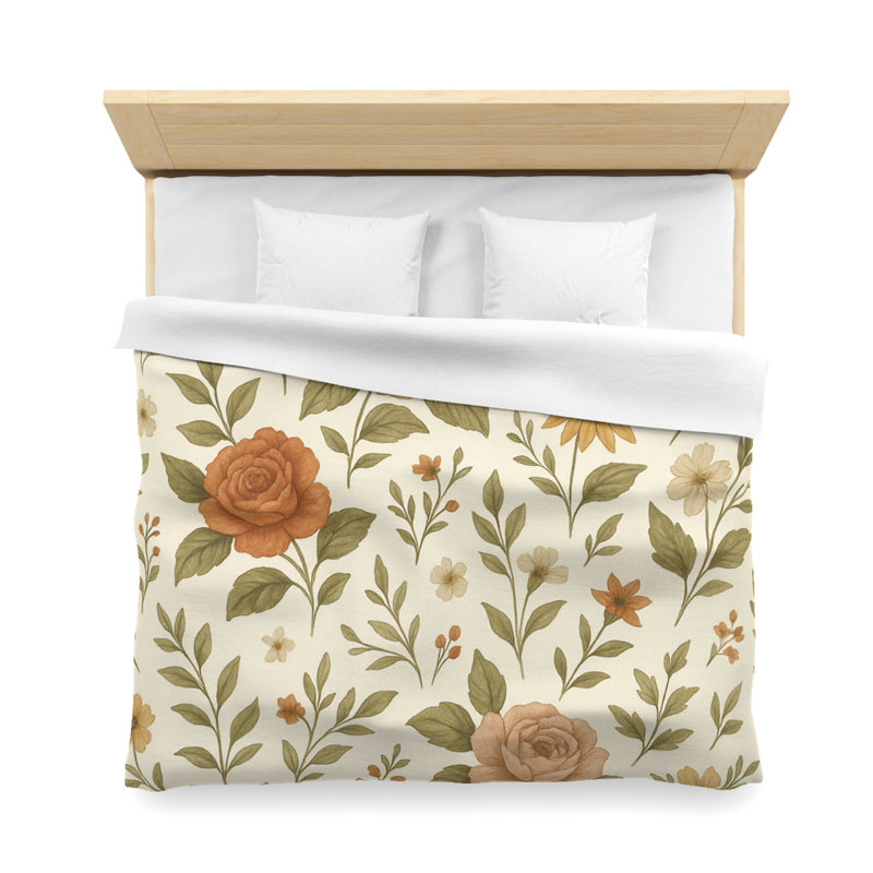 Microfiber Duvet Cover Boho Style, Design 61, White, King Duvet Cover