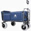 Chariot de plage avec grandes roues pour le sable capacité de 500 lb - Conception brevetée, chariot tout terrain à structure en acier avec pneus pneumatiques de 9 po, conception pliable pliable, sangle avec sac multiusage, bleu foncé