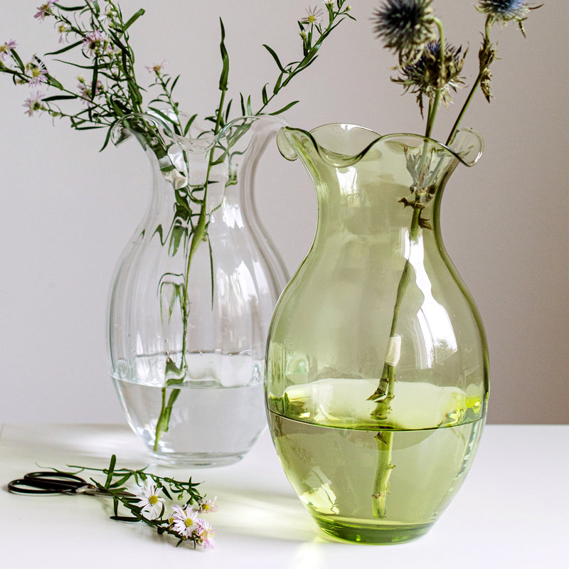 Grand vase en verre Hibiscus, H 13,25 po x l 7,5 po x P 7,5 po, Clair