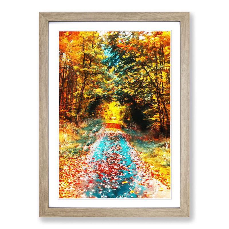 Endless Autumn Forest in Germany in Abstract - Framed Print, 48cm H x 36cm W x 2cm D, Oak Framed