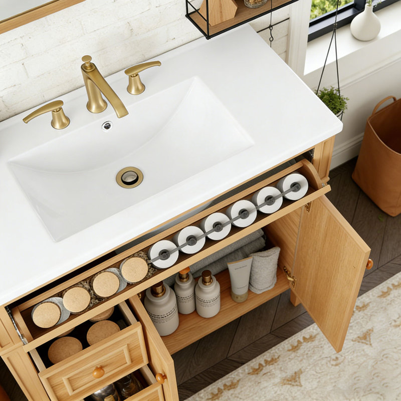 Meuble-lavabo 36 po avec lavabo, Bois
