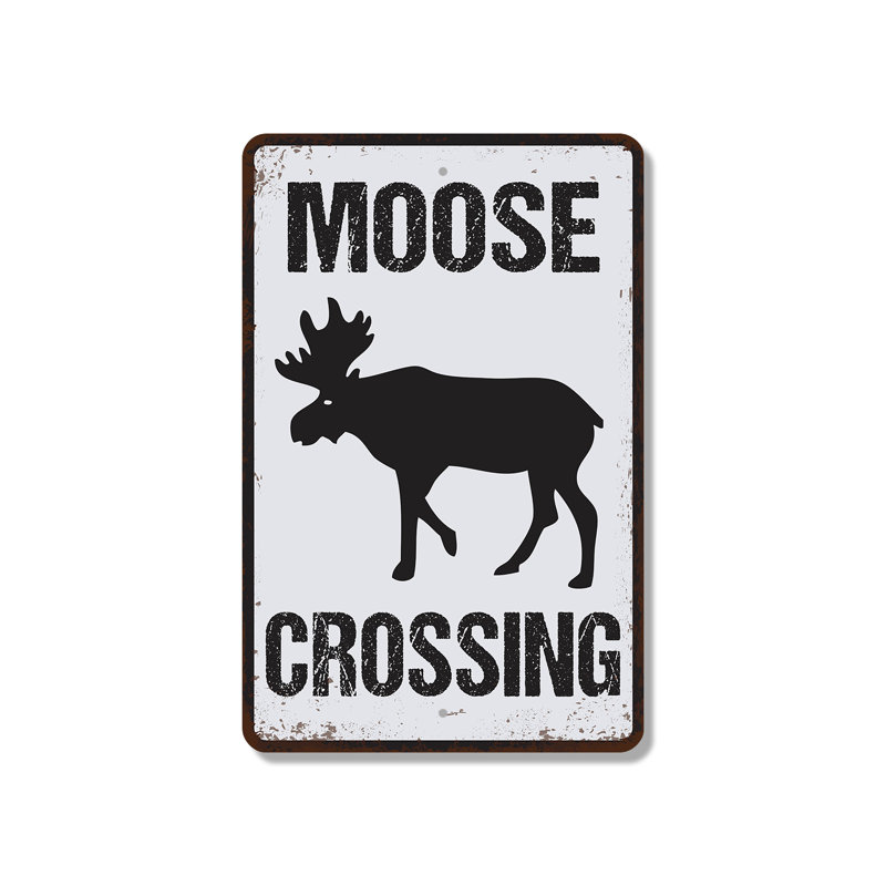 Panneau en plastique orignal 11 po x 17 po Moose Crossing, H 11 po x l 17 po x P 0,1 po