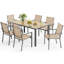 Ensemble de table de salle à manger 7 pièces avec 6 fauteuils empilables-483173114-483173113-483173115