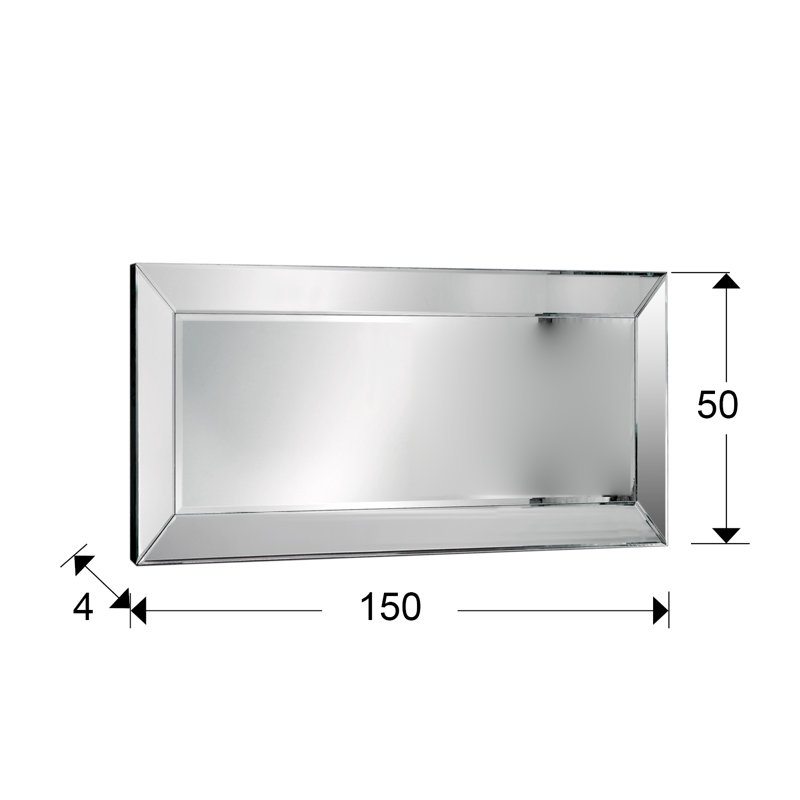 Balceta Glass Flat Wall Mirror, 150cm H x 50cm W
