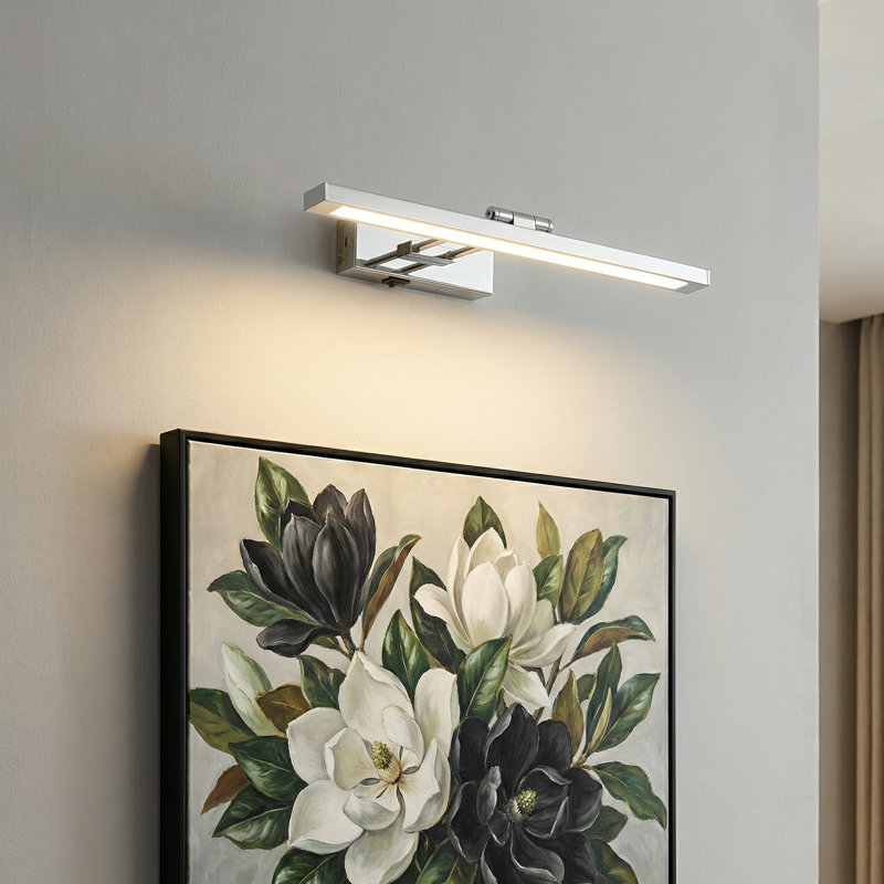 15.7" Rechargeable Led Picture Light - Dimmable With Remote, Wall Mount (White), Brushed Nickel