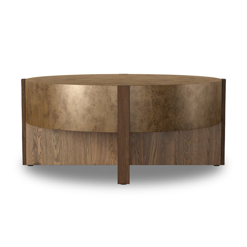 Table basse Glendo, H 17,75 po x l 41,5 po x P 41,5 po, Antiqued Brass Aluminum
