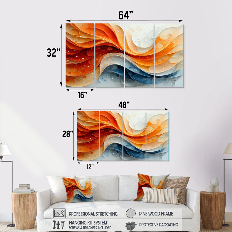 Lawncrest - abstrait spirales murales - art mural moderne, H 32 po x l 64 po, 4