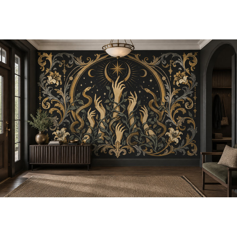 Papier peint ornemental mystique Baroque, 160 po x 108 po, Non tissé