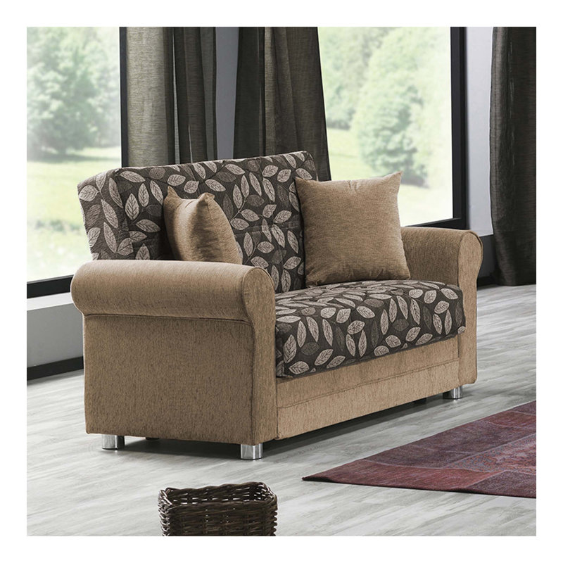 Causeuse convertible avec rangement Primenest Grandera, beige, Beige / brun multi