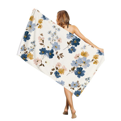 Serviette de plage extra-large à motif floral coloré, séchage rapide, absorbant et doux, sans sable, 76 x 152 cm. Un sac en toile assorti vous sera offert.