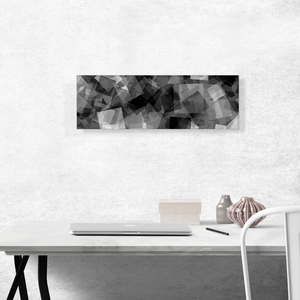 " Black Gray White Squares Modern " Painting Print ARTCANVAS 
