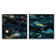 Midnight Indigo Galatic - ensemble de 2 collages carrés abstraits-101861625-101861629