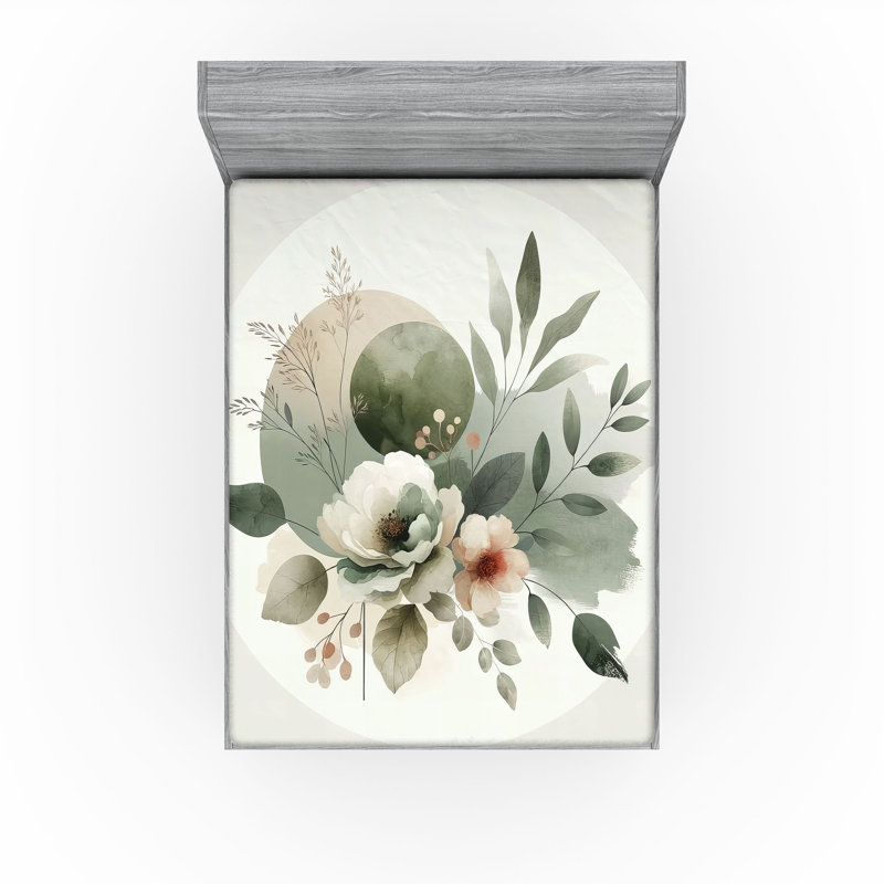 Microfiber Floral Fitted Sheet, Full