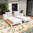 Modern Outdoor Metal Daybed With Wood-Topped Side Shelves-153244560