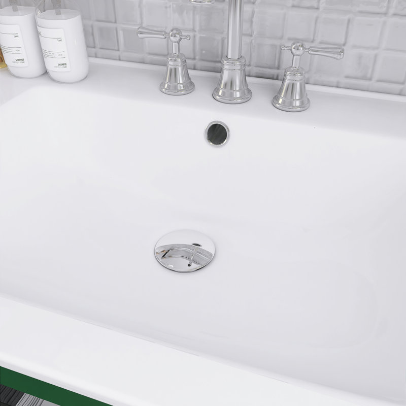 Meuble-lavabo autoportant moderne avec lavabo en céramique, 30", Vert
