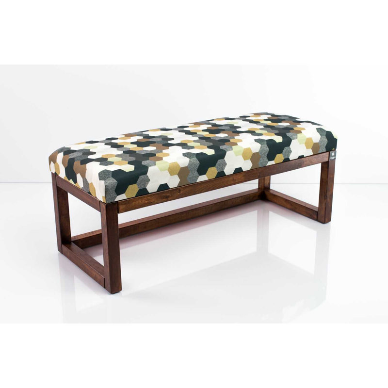 Velvet Upholstered Bench, 45 x 95 x 35 cm, Yellow/Black