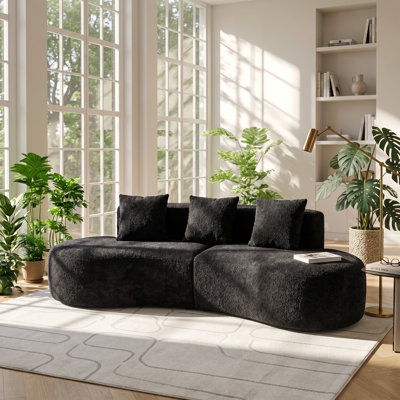 Canapé modulaire courbé modulaire en velours Aura l 109,06 po x P 40,55 po x H 26,77 po