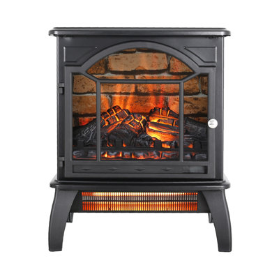 Poêle électrique 18 "à infrarouge - 1500W, 5000 / H, double protection, pied amovible, foyer à flamme en tôle 3D 18 pouces, chaleur 1500W, / flamme réaliste, finition thermolaquée