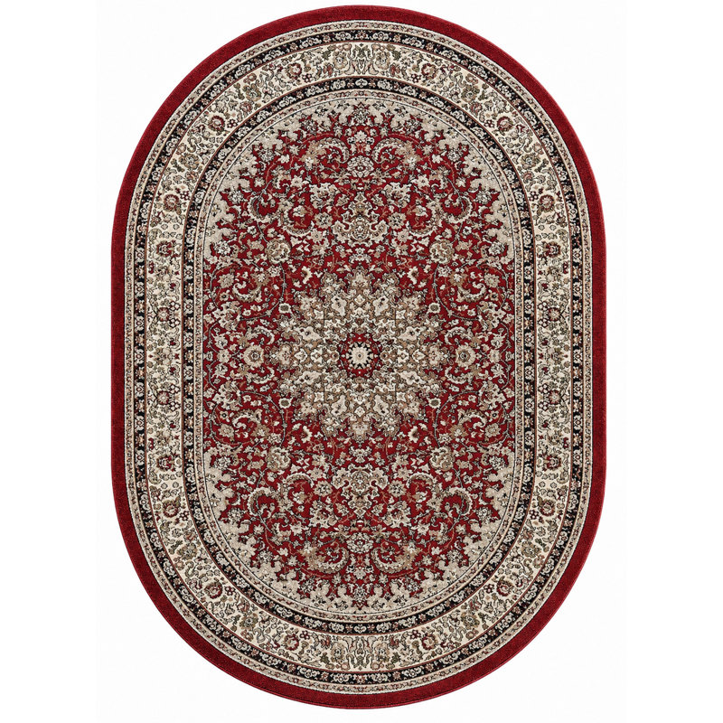 Tapis beige / rouge Holliwood, Ovale 5 pi 2 po x 7 pi 5 po