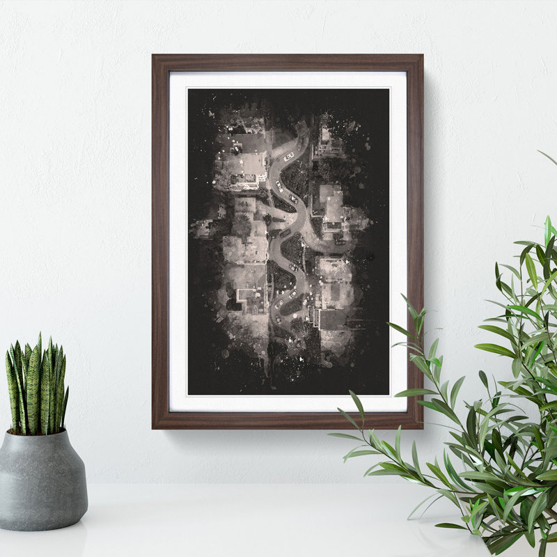 Above Lombard Street In San Francisco - Single Picture Frame Painting on MDF, Walnut Framed, 45cm H x 33cm W x 2cm D