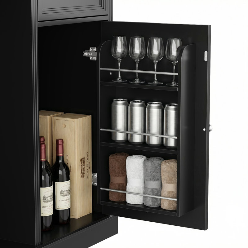 Bar avec espace de réfrigérateur intégré, porte-bouteilles et tiroir