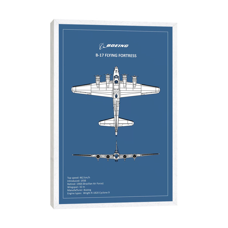 BP B17 FlyingFortress by Mark Rogan - Print on Canvas, 101.6 cm H x 66.04 cm W, White Framed