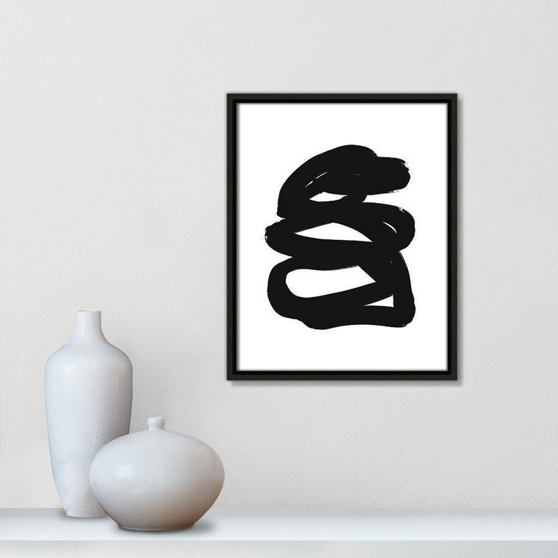 Collection de dessins au trait «The Hug» par Leah Straatsma, H 15,5 po x l 12,5 po x P 2 po, Cadre flottant espresso