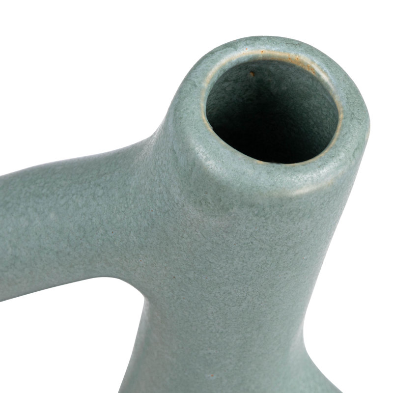 Stoneware Sculptural Vase with Teardrop Handles