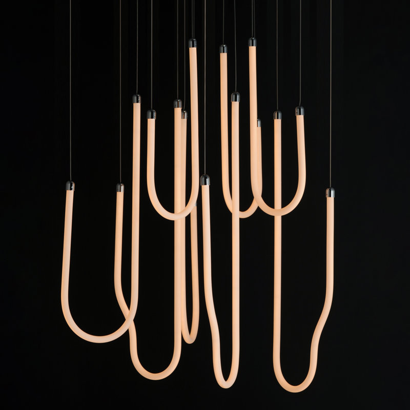 Luminaire suspendu à lumières multiples Soleil, Chrome poli, H 33,25 po x l 35,5 po x P 35,5 po, 8