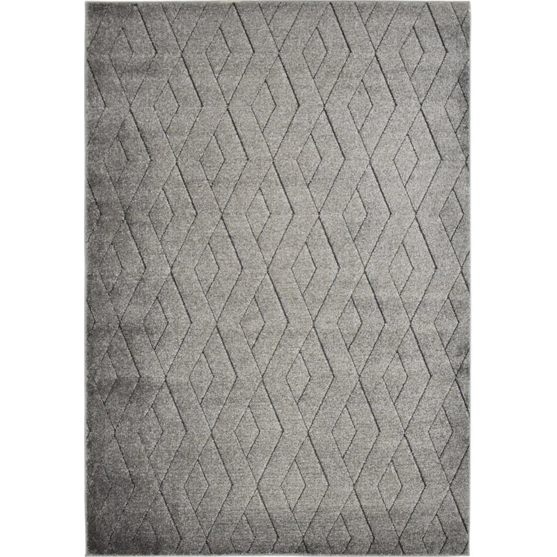 Neace Contemporary Asphalt grey Area Rug, Rectangle 8' x 10'