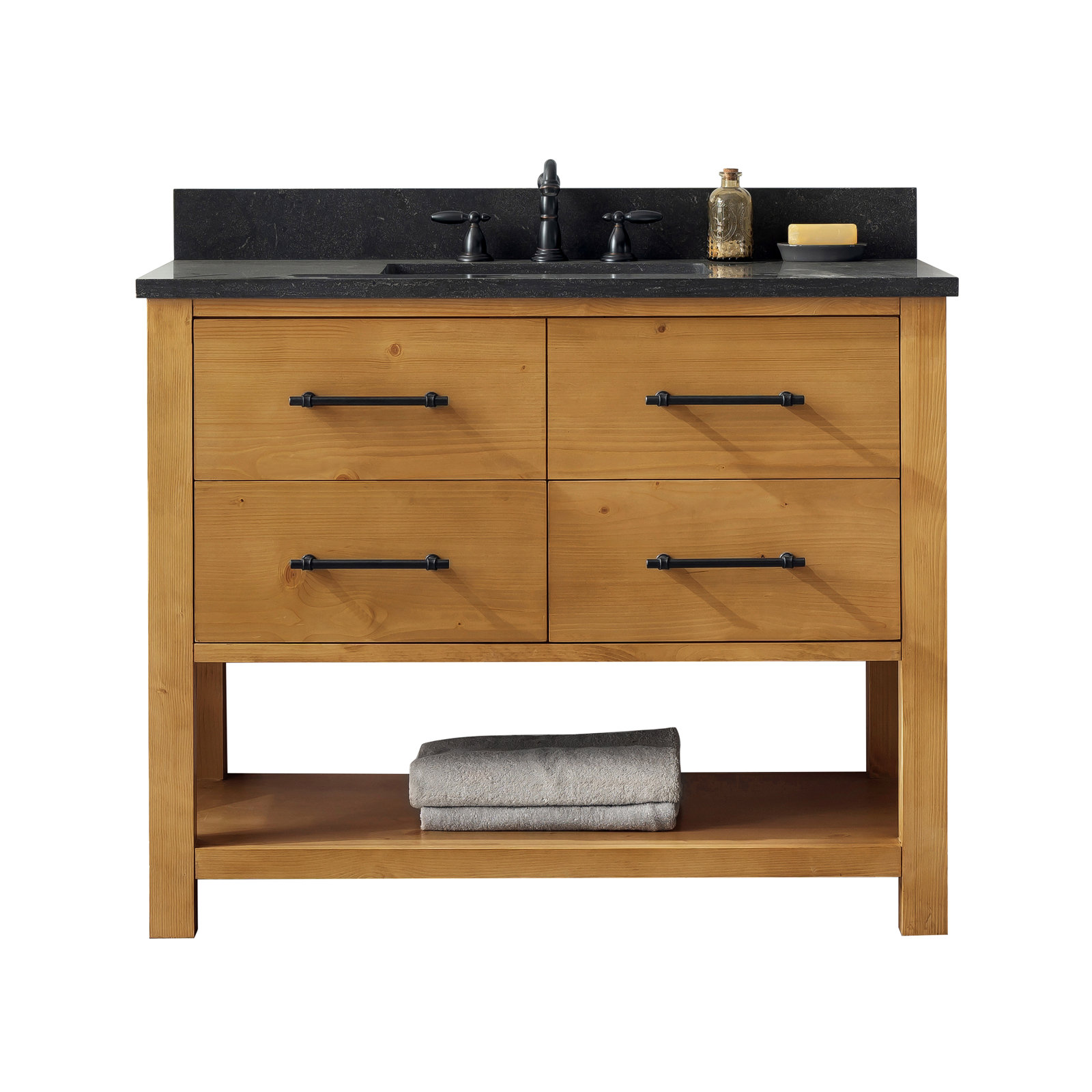 Keri 42'' Single Bathroom Vanity, Natural/Antique Black