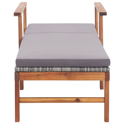 78.7" Long Acacia Single chaise with Cushions