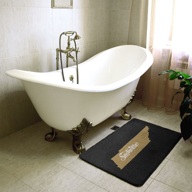 Tapis de bain antidérapant Colors, L 21 po x L 34 po, Noir et or, Nashville Sports